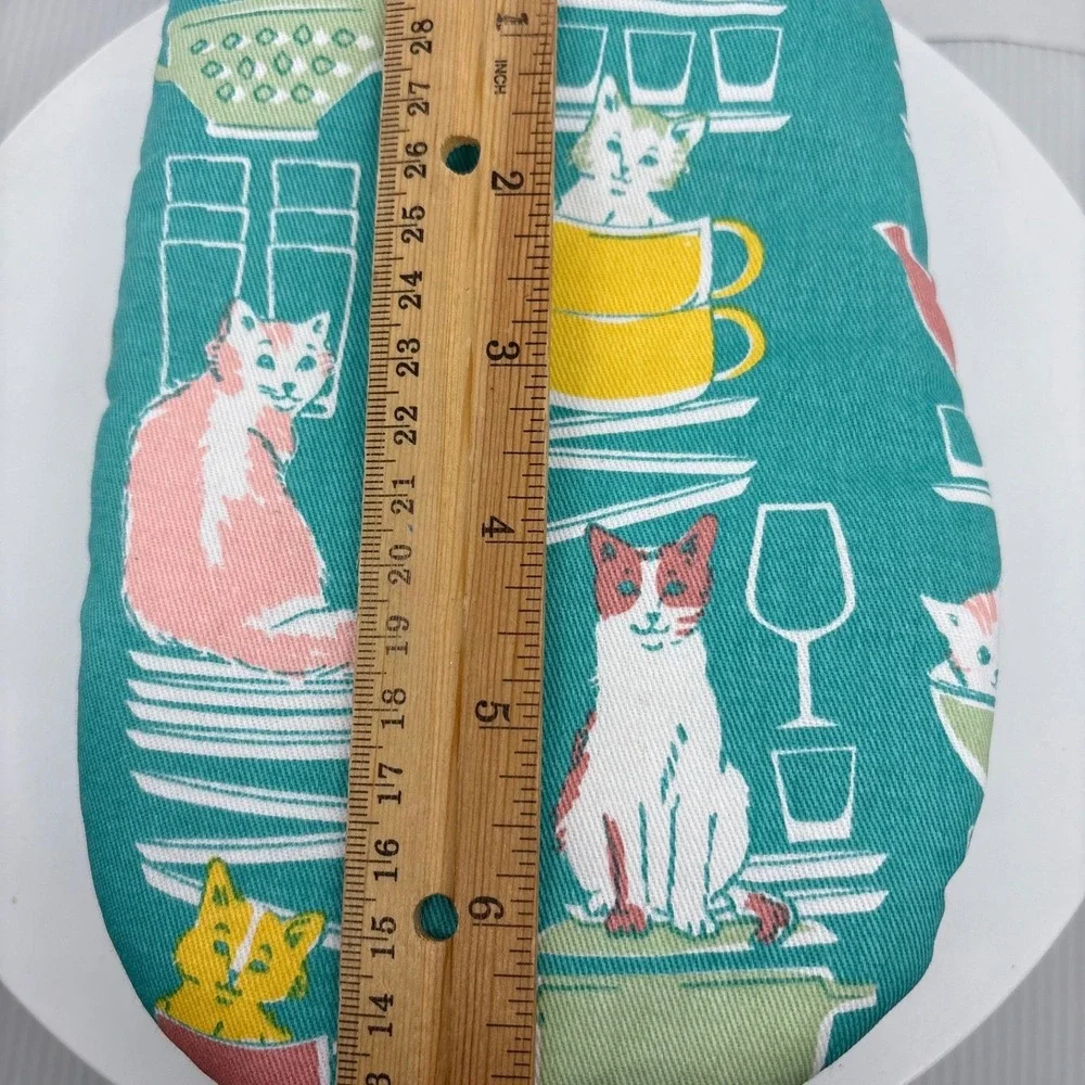 Everyday Living Grabber Mitt Cats‎ Kitchen Oven Pot Holder Silicone Grip Teal